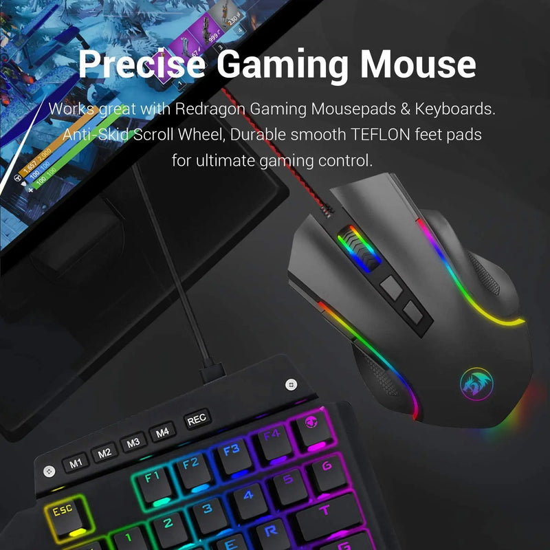 Mouse Redragon M607 RGB Wired Gaming  Ergonomic 7200 DPI Gamers