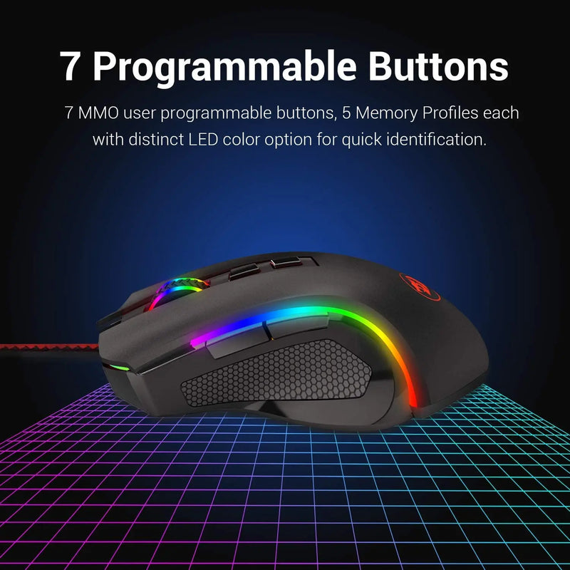 Mouse Redragon M607 RGB Wired Gaming  Ergonomic 7200 DPI Gamers